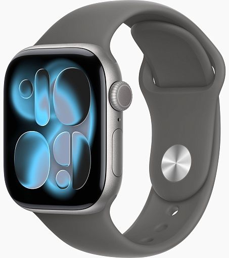 Apple Watch S11, 46 mm, корпус из алюминия цвета «серый космос», спортивный ремешок серого цвета