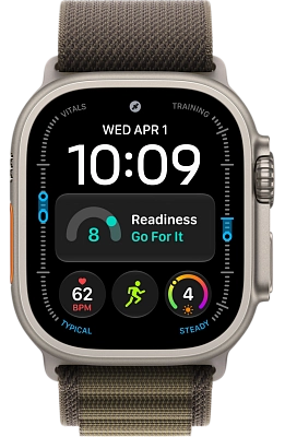 Apple Watch Ultra 4 Natural Titanium Case with Dark Olive Alpine Loop Medium