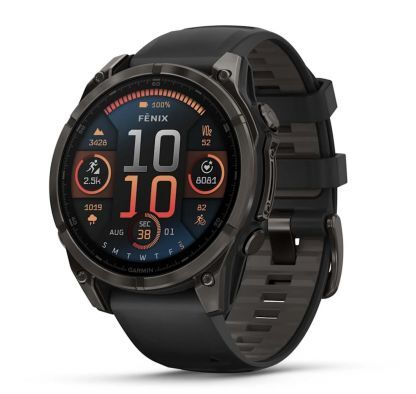 Смарт часы Garmin Fenix 8, 47мм, AMOLED, Sapphire Carbon Gray DLC Titanium with Black/Pebble Gray Silicone Band Смарт часы Garmin Fenix 8, 47мм, AMOLED, Sapphire Carbon Gray DLC Titanium with Black/Pebble Gray Silicone Band