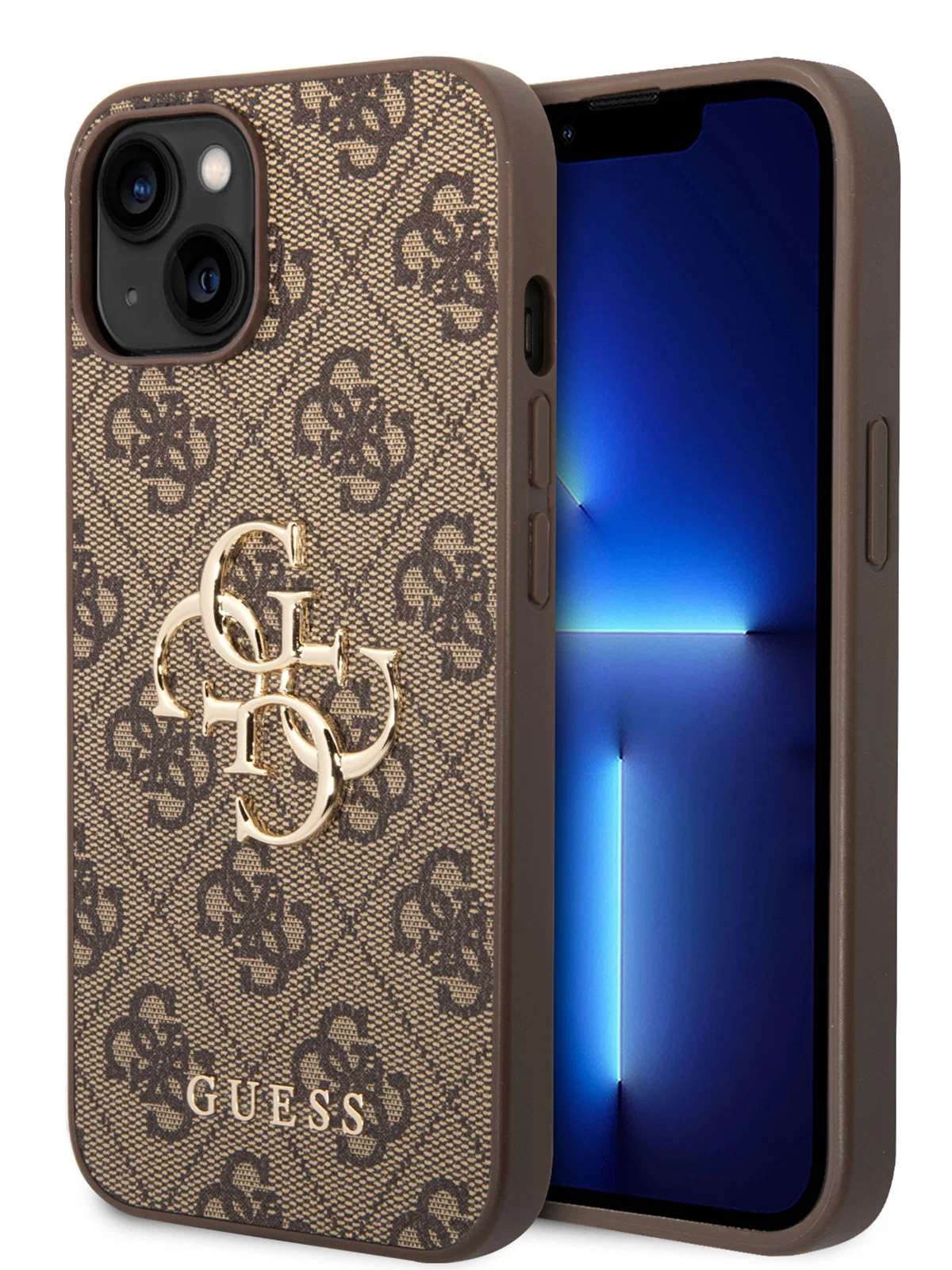 Guess для iPhone 14 чехол PU 4G Big Metal Logo Hard Brown • купить в Самаре  - iЧехол