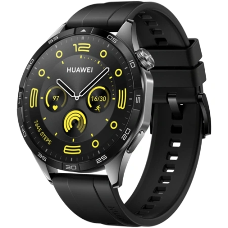 Смарт-часы Huawei Watch GT 4 46mm, черные с черным ремешком Смарт-часы Huawei Watch GT 4 46mm, черные с черным ремешком