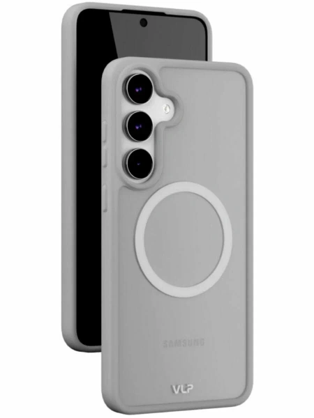 Чехол защитный VLP Moon Case с MagSafe для Samsung S25 FE, серый