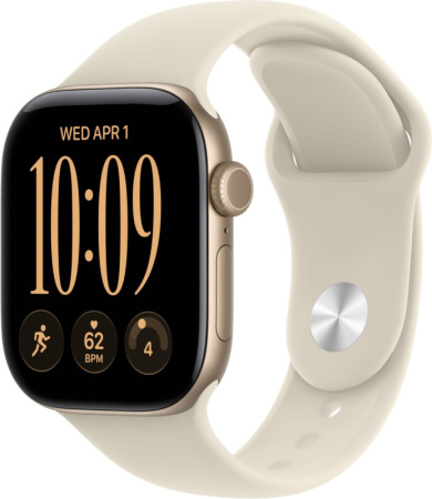Apple Watch S12, 46 mm, корпус из алюминия бронзового цвета, спортивный ремешок бежевого цвета