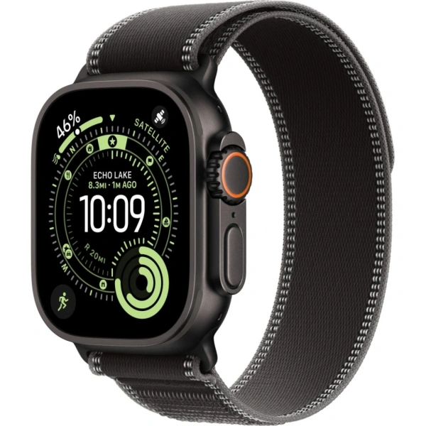 Apple Watch Ultra 3 Black Titanium Case with Black/Charcoal Trail Loop S/M