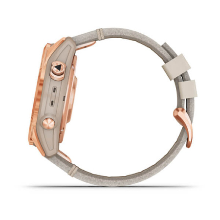 Умные часы Garmin Fenix 7S Sapphire Solar титановый цвета розовое золото с песчаным кожаным ремешком