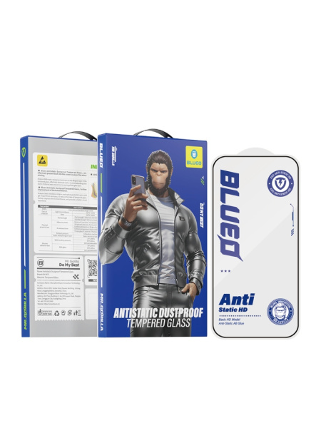 Стекло защитное BlueO iPhone 17 Pro/17/16 Pro, Narrow border Anti-Static Black