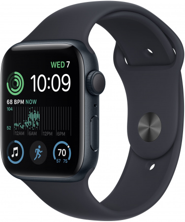 Apple Watch SE (2-nd gen), 44 mm, Корпус из алюминия цвета «тёмная ночь», спортивный ремешок «тёмная ночь» Apple Watch SE (2-nd gen), 44 mm, Корпус из алюминия цвета «тёмная ночь», спортивный ремешок «тёмная ночь»