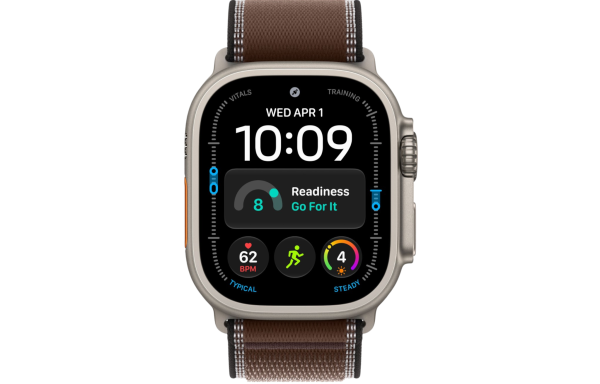 Apple Watch Ultra 4 NaturalTitanium Case with Dark Umber Trail Loop S/M