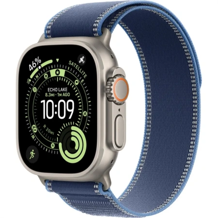 Apple Watch Ultra 3 Natural Titanium Case with Blue/Bright Blue Trail Loop S/M