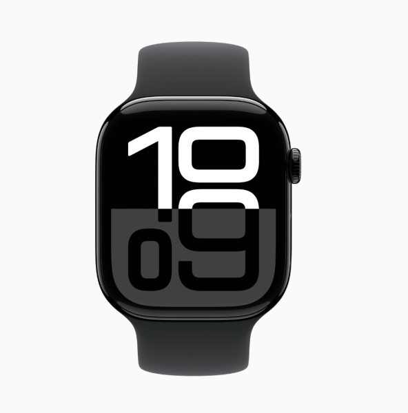 Apple Watch S10, 46 mm, корпус из алюминия цвета черный оникс, спортивный ремешок черного цвета Apple Watch S10, 46 mm, корпус из алюминия цвета черный оникс, спортивный ремешок черного цвета