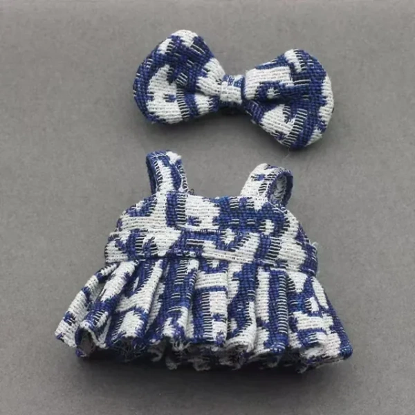 Одежда Labubu платье с бантом бело-синее