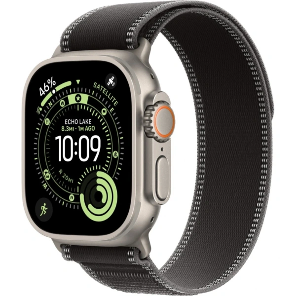 Apple Watch Ultra 3 Natural Titanium Case with Black/Charcoal Trail Loop M/L
