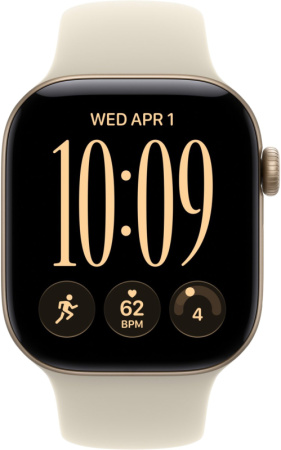 Apple Watch S12, 46 mm, корпус из алюминия бронзового цвета, спортивный ремешок бежевого цвета