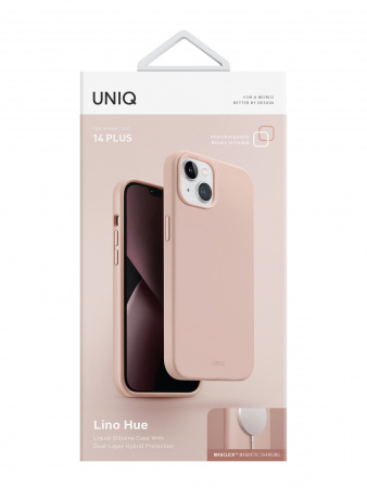 Uniq для iPhone 14 Plus чехол LINO Pink (Magsafe)