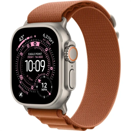 Apple Watch Ultra 3 Natural Titanium Case with Terra Cotta Alpine Loop Medium
