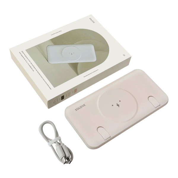 Внешний аккумулятор Power Bank SOLOVE W10 10000mAh Magnetic MagSafe 20W QC 3.0 PD Beige Внешний аккумулятор Power Bank SOLOVE W10 10000mAh Magnetic MagSafe 20W QC 3.0 PD Beige