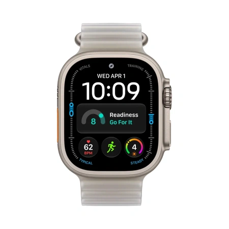 Apple Watch Ultra 4 Natural Titanium Case with Gray Ocean Band