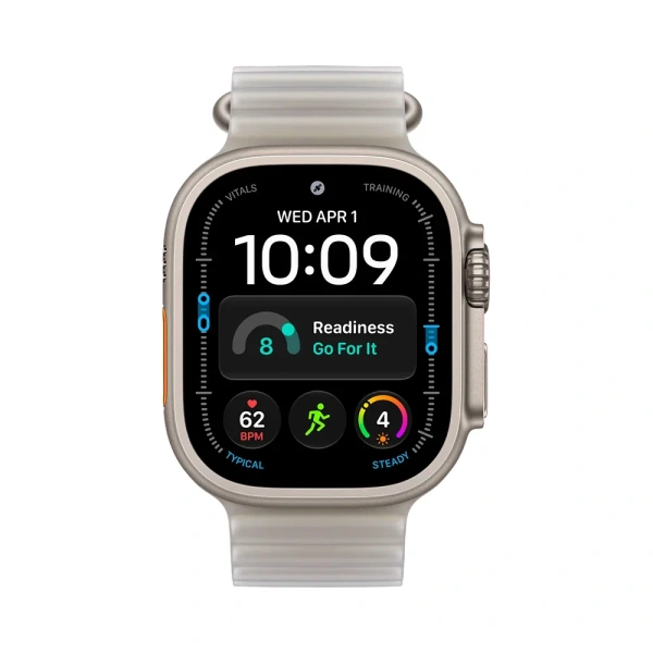 Apple Watch Ultra 4 Natural Titanium Case with Gray Ocean Band