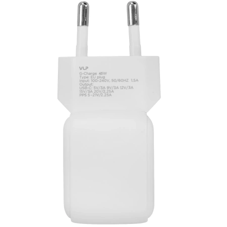 Сетевое зарядное устройство VLP G-Charge 45Вт USB-C, PD, QC, белый