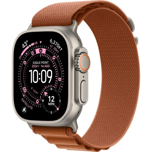 Apple Watch Ultra 3 Natural Titanium Case with Terra Cotta Alpine Loop Large