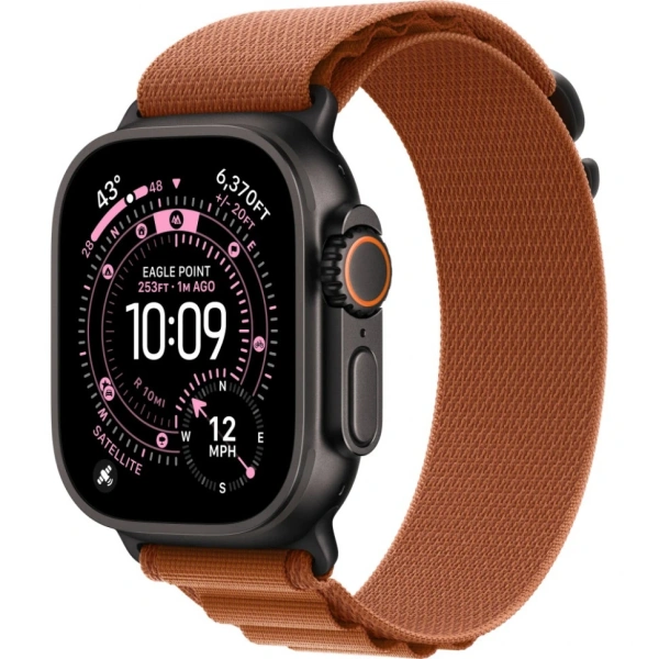 Apple Watch Ultra 3 Black Titanium Case with Terra Cotta Alpine Loop Medium