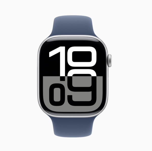 Apple Watch S10, 42 mm, корпус из алюминия серебристого цвета, спортивный ремешок синего цвета Apple Watch S10, 42 mm, корпус из алюминия серебристого цвета, спортивный ремешок синего цвета