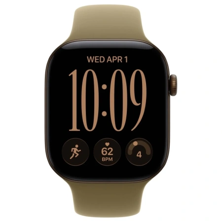 Apple Watch S12, 42 mm, корпус из алюминия бронзового цвета, спортивный ремешок бежевого цвета