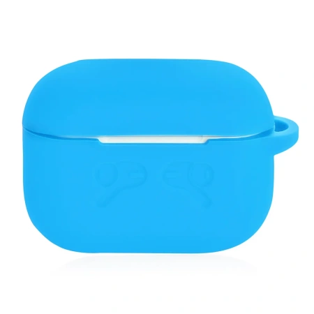 Чехол для Airpods Pro 2 Gurdini прорезиненный soft touch c карабином Голубой