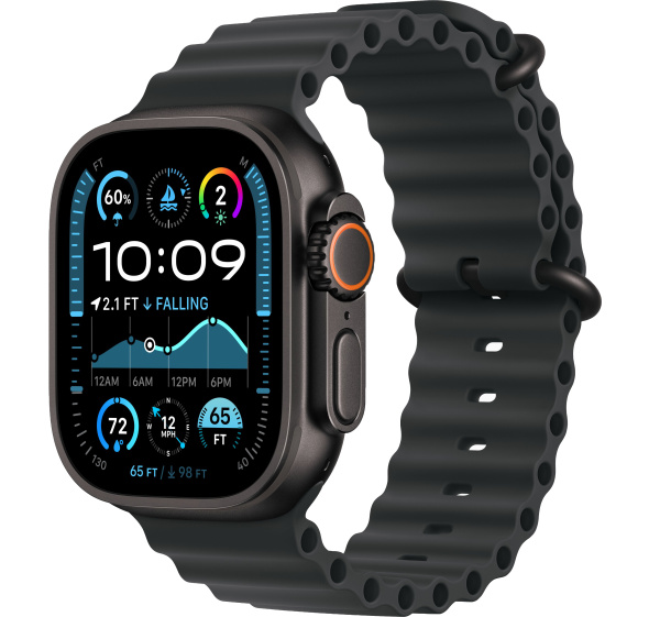 Apple Watch Ultra 2 Black Titanium Case with Black Ocean Band