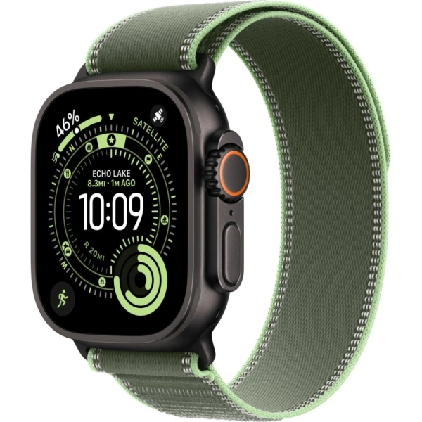 Apple Watch Ultra 3 Black Titanium Case with Green/Neon Trail Loop S/M