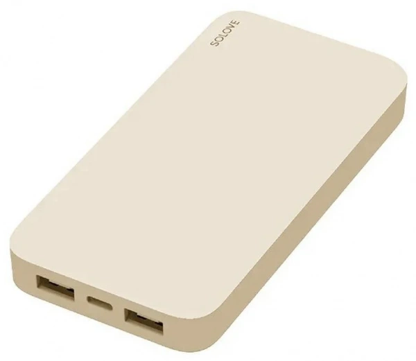 Внешний аккумулятор Power Bank Xiaomi (Mi) SOLOVE 20000mAh 18W Quick Charge 3.0. Dual USB с 2xUSB выходом, кожаный чехол (003M Beige RUS), бежевый