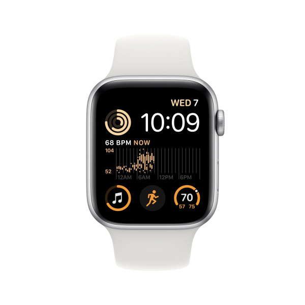 Apple Watch SE (2-nd gen) 40 mm Корпус из алюминия серебристого цвета cпортивный ремешок цвета белого цвета Apple Watch SE (2-nd gen) 40 mm Корпус из алюминия серебристого цвета cпортивный ремешок цвета белого цвета