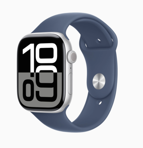 Apple Watch S10, 42 mm, корпус из алюминия серебристого цвета, спортивный ремешок синего цвета Apple Watch S10, 42 mm, корпус из алюминия серебристого цвета, спортивный ремешок синего цвета