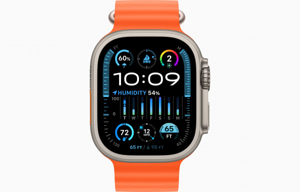 Apple Watch Ultra 2 Titanium Case with Orange Ocean Band Apple Watch Ultra 2 Titanium Case with Orange Ocean Band