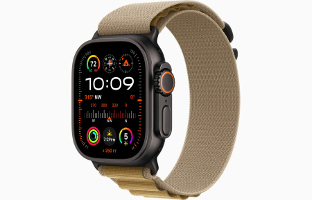 Apple Watch Ultra 2 Black Titanium Case with Tan Alpine Loop Large