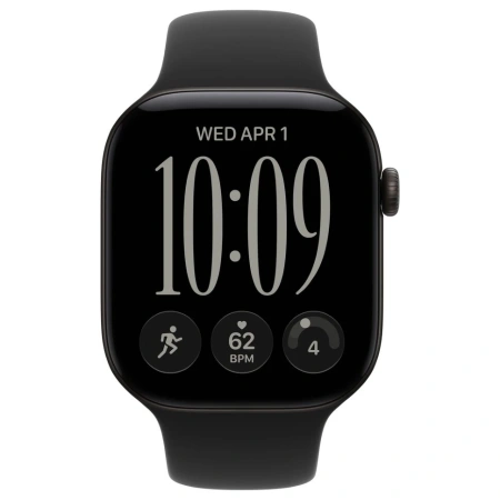 Apple Watch S12, 46 mm, корпус из алюминия черного цвета, спортивный ремешок черного цвета