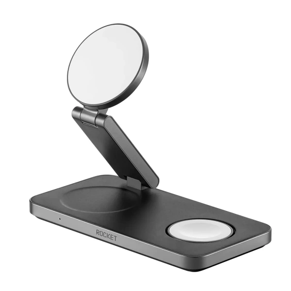 Беспроводное зарядное устройство Rocket Premium Magic 3in1, Apple Watch, 22.5W, черный
