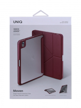 Чехол Uniq для iPad Mini 6 (2021) Moven Anti-microbial Maroon Red Чехол Uniq для iPad Mini 6 (2021) Moven Anti-microbial Maroon Red