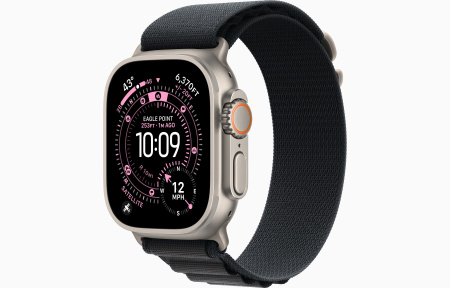 Apple Watch Ultra 3 Natural Titanium Case with Black Alpine Loop Medium