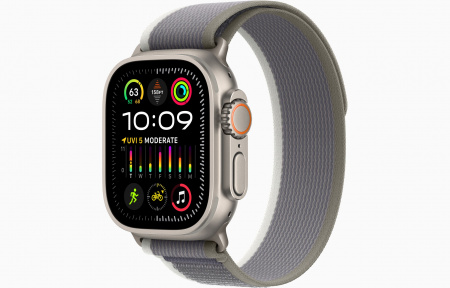 Apple Watch Ultra 2 Titanium Case with Green/Gray Trail Loop S/M