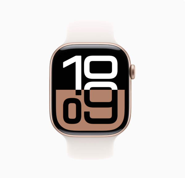 Apple Watch S10, 46 mm, корпус из алюминия цвета розовое золото, спортивный ремешок бежевого цвета Apple Watch S10, 46 mm, корпус из алюминия цвета розовое золото, спортивный ремешок бежевого цвета