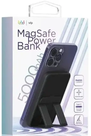 Аккумулятор внешний «vlp» Magsafe PowerBank 5000 mAh, 3A, USB-C, черный Аккумулятор внешний «vlp» Magsafe PowerBank 5000 mAh, 3A, USB-C, черный