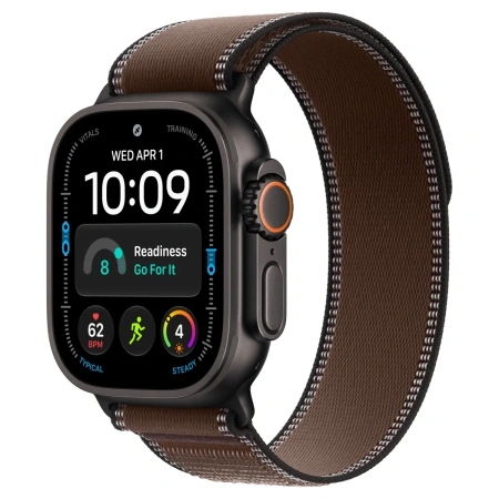 Apple Watch Ultra 4 Natural Titanium Case with Dark Umber Trail Loop M/L