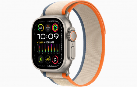 Apple Watch Ultra 2 Titanium Case with Orange/Beige Trail Loop S/M