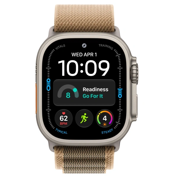 Apple Watch Ultra 4 Natural Titanium Case with Desert Alpine Loop Large