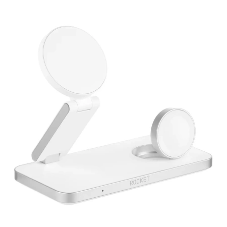 Беспроводное зарядное устройство Rocket Premium Magic 3in1, Apple Watch, 22.5W, белый
