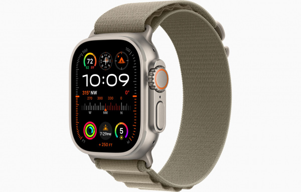 Apple Watch Ultra 2 Titanium Case with Olive Alpine Loop Small Apple Watch Ultra 2 Titanium Case with Olive Alpine Loop Small