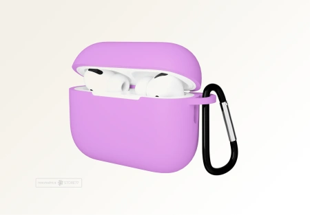 Чехол для Airpods Pro 3 Gurdini прорезиненный soft touch c карабином Пурпурный