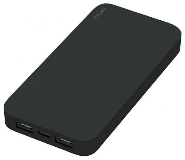 Внешний аккумулятор Power Bank Xiaomi (Mi) SOLOVE 20000mAh 18W Quick Charge 3.0. Dual USB с 2xUSB выходом, кожаный чехол (003M Black) , черный