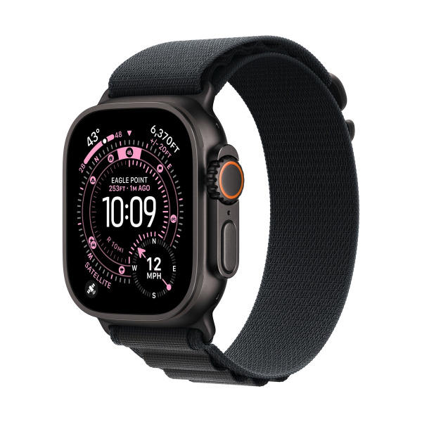 Apple Watch Ultra 3 Black Titanium Case with Black Alpine Loop Large